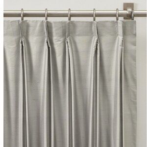 Pottery Barn Dupioni Silk Pinch Pleat Curtains 50 x 96" Platinum Gray Set of 2